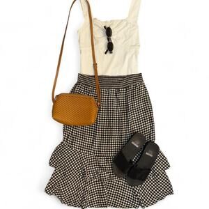 Adorable vtg 70s 80s 90s boho cottagecore gingham midi skirt